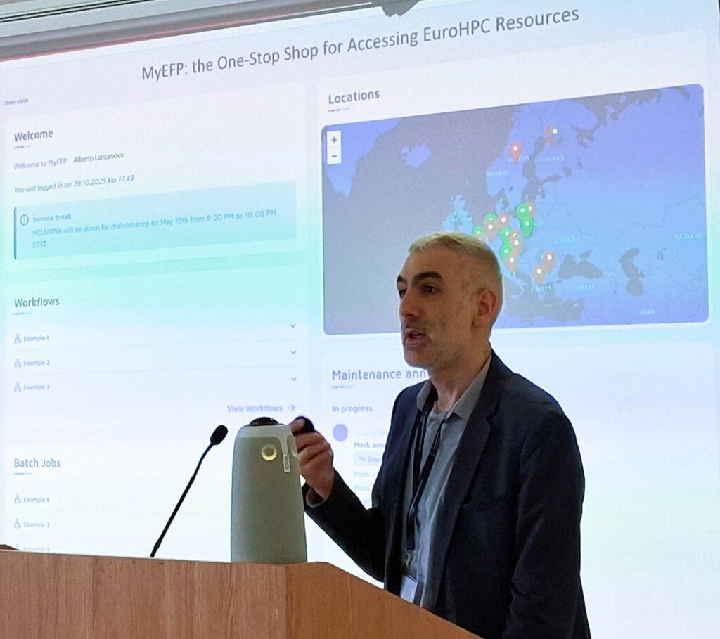 Alberto Lanzanova from CSC Finland speaking about EuroHPC